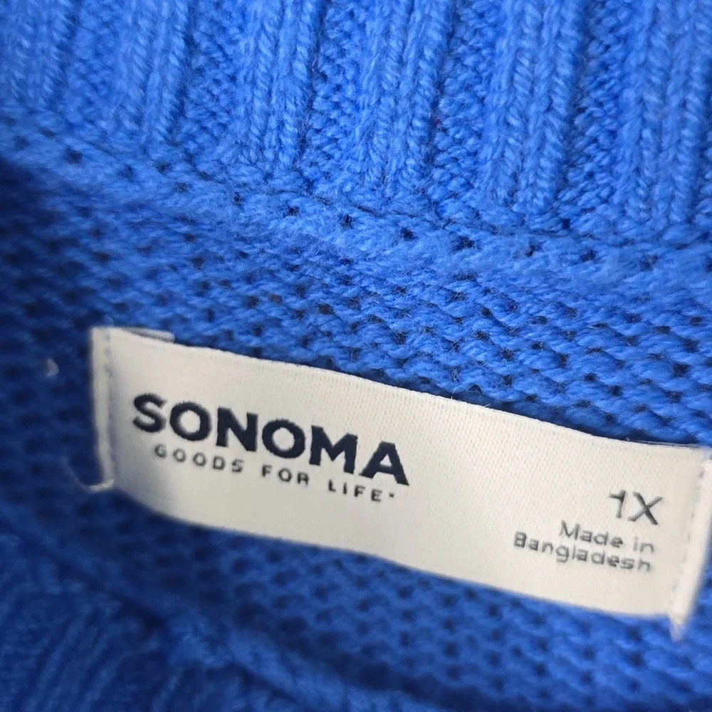 Sonoma Women's Sweater in Vibrant Blue, Plus Size 1X, NWT - Picture 3 of 5